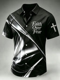 Men's Faith Over Fear Printed Casual Shirt