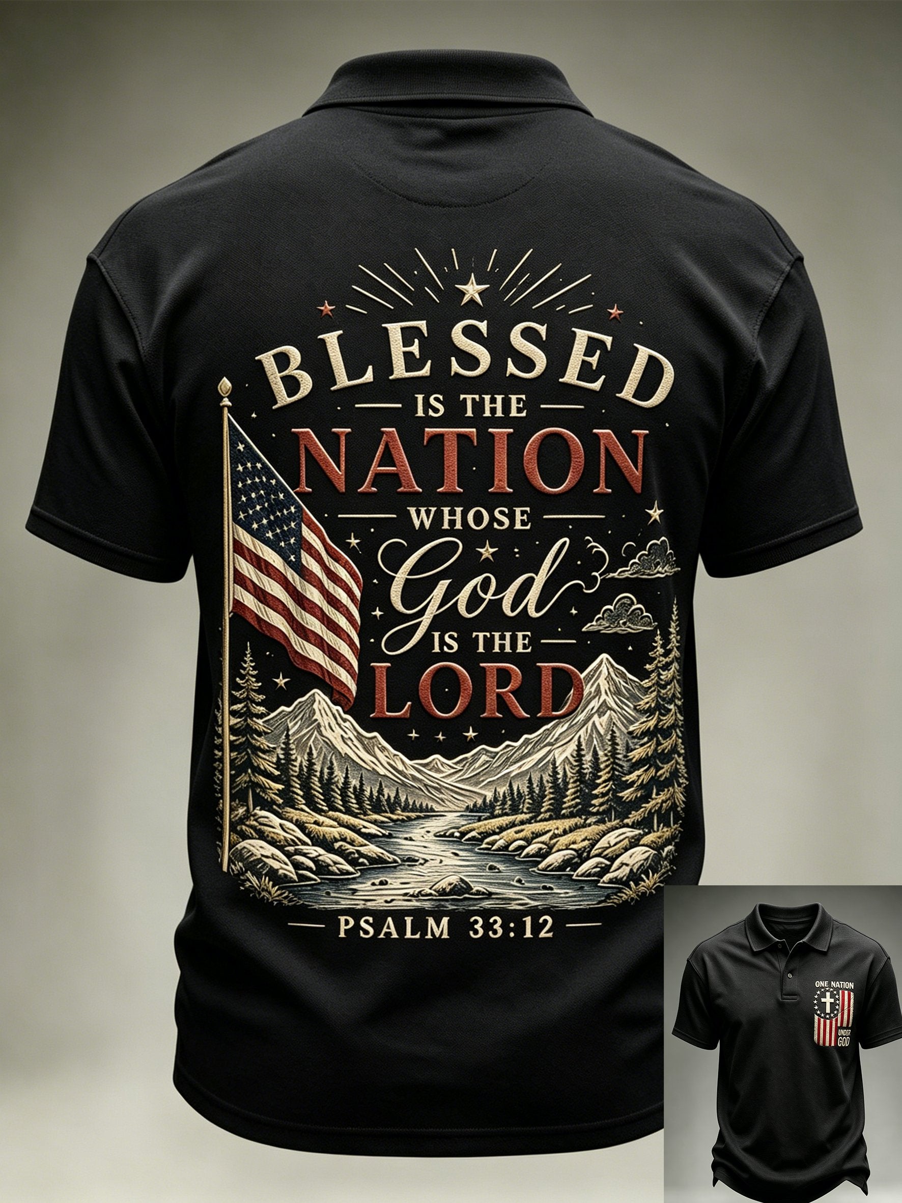 Men's "Faith" Print Polo Shirt