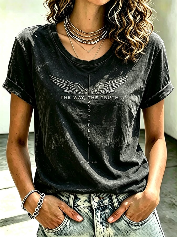 Women's The Way The Truth  And The Life   Faith  Printed Casual Tops