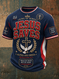 Men's Christian JESUS SAVES Cross Waffle Short Sleeve Tee