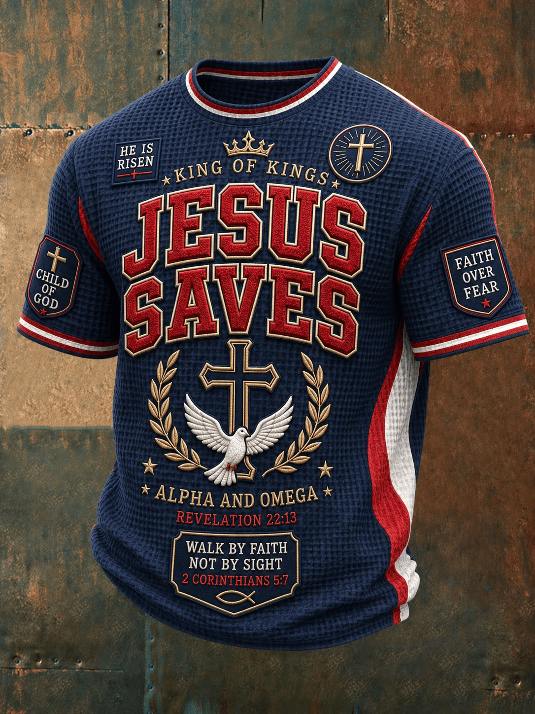 Men's Christian JESUS SAVES Cross Waffle Short Sleeve Tee