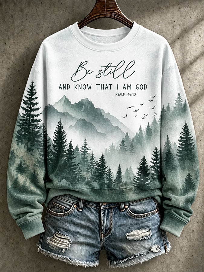 Women's Casual Printed Long-Sleeve Sweatshirt