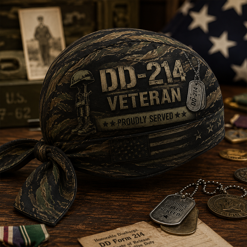 Veteran DD-214 Camouflage Print Cycling Pirate Cap / Bandana