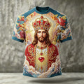 Men's Religious Jesus Art Print Casual T-Shirt