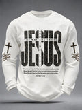 Men's Jesus The Way The Truth The Life Print Casual Waffle Long Sleeve Top