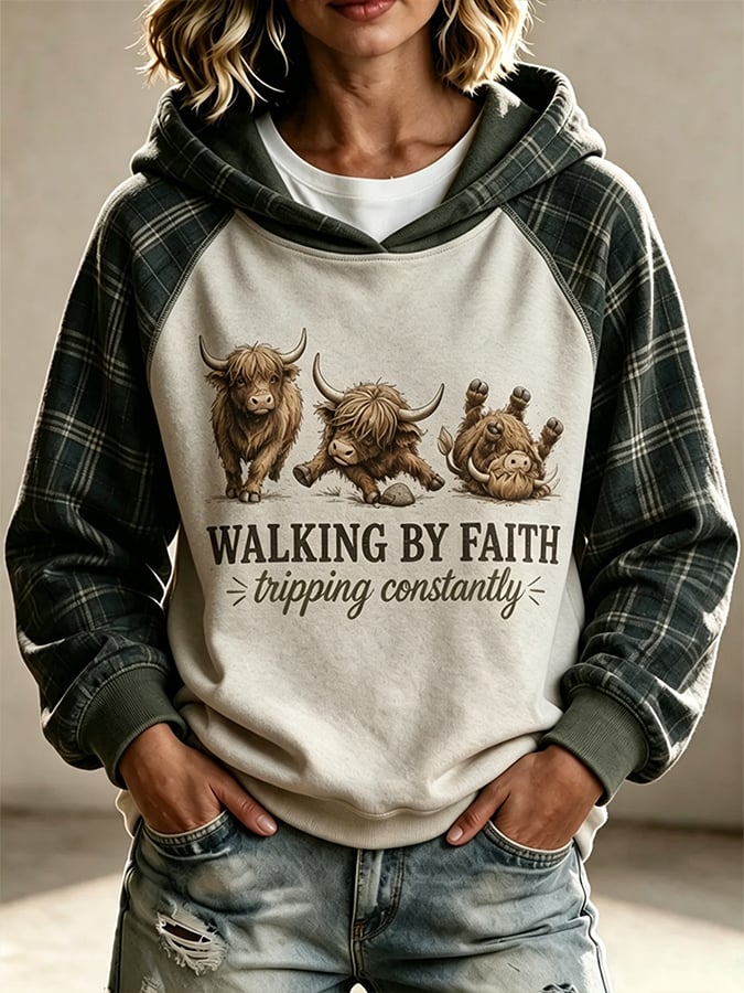 Women's Highland Cattle  Cow Walking By Faith  Tripping Constantly   Faith Top