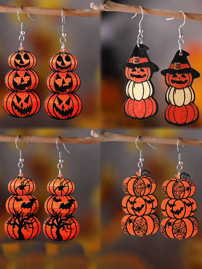 Halloween Bat Ghost Face Pumpkin Drop Earrings