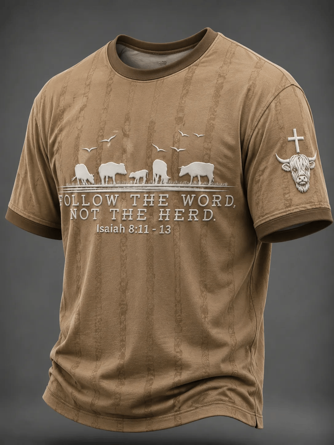 Men's Retro Follow The Word Not The Herd Printed Casual T-Shirt