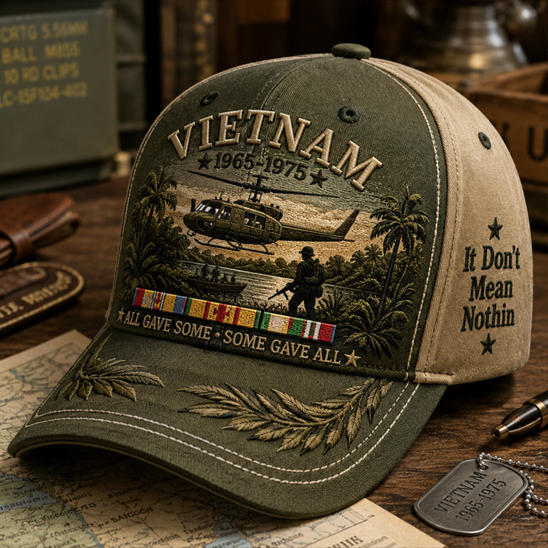 Retro Vietnam Veteran Print Baseball Cap