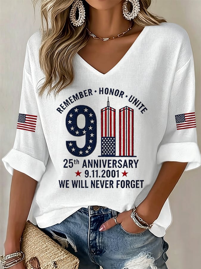 Women's Never Forget September 11 Print T-Shirt