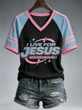 Women's I Live For Jesus Print T-Shirt