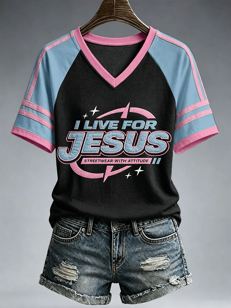 Women's I Live For Jesus Print T-Shirt