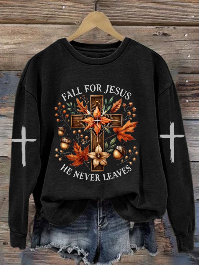 Women's Fall Jesus Print Sweatshirt