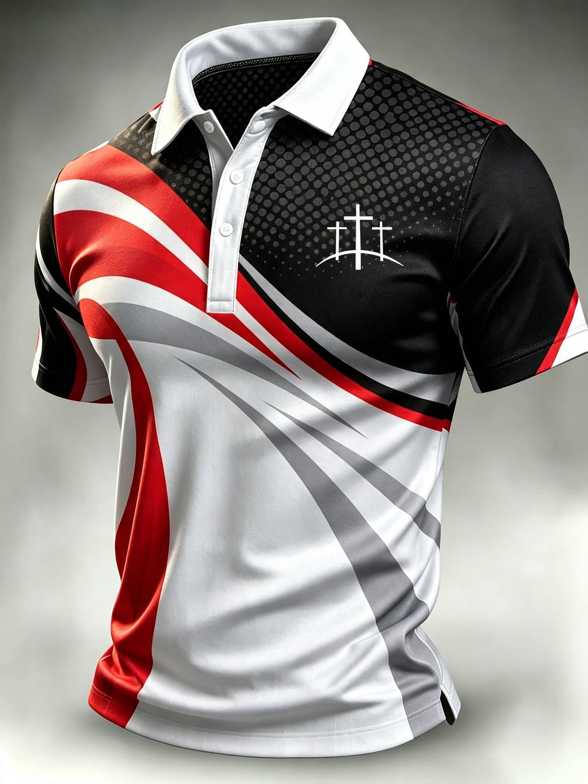 Men's Faith Cross-Print Short-Sleeve Polo Shirt
