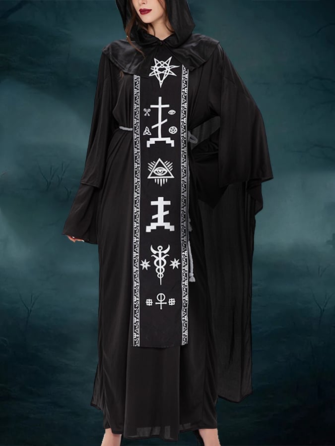 🔥HOT SALE🔥Women's Retro Witch Halloween COS Costume Robe