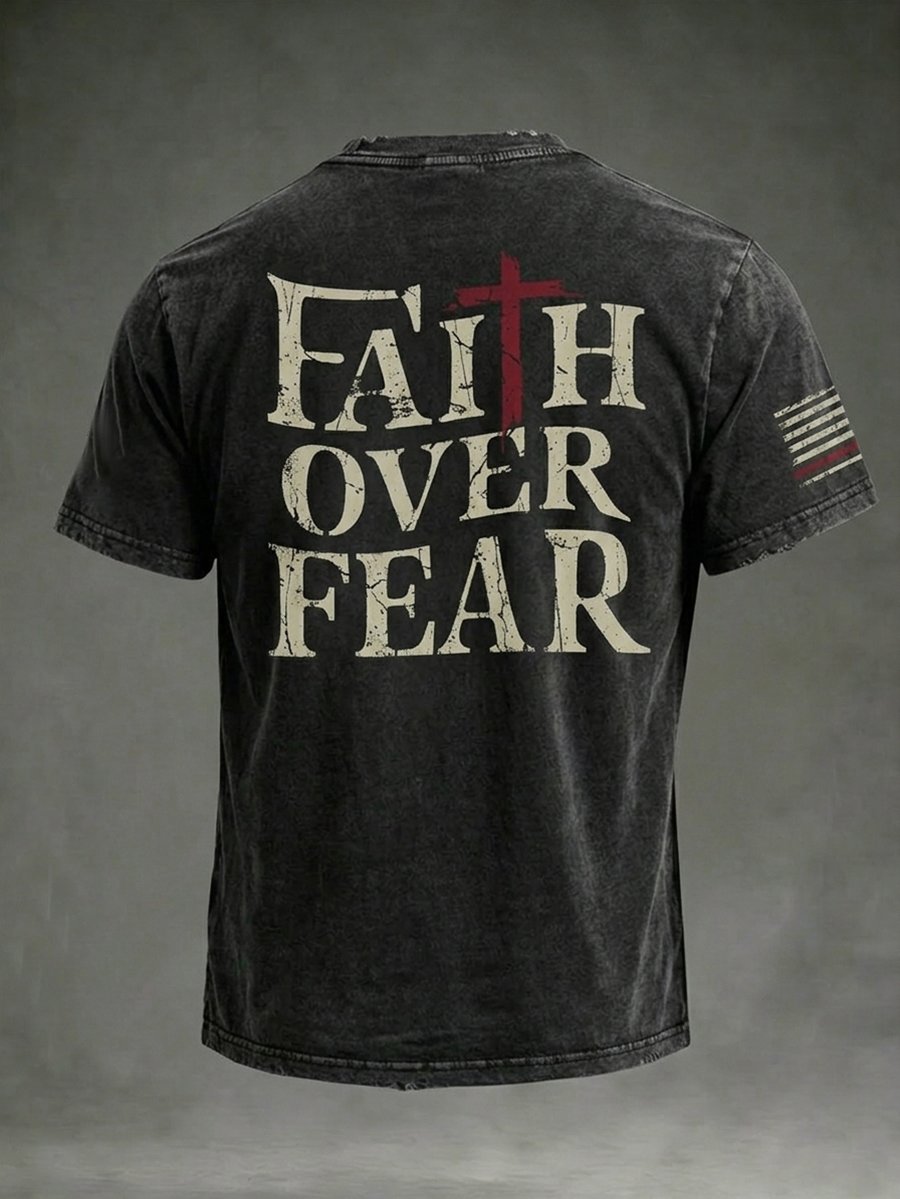 Men's Faith Over Fear Print Short-Sleeved T-Shirt