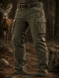 Men's Vintage Faith Traditional Reindeer Pattern Printed Multi-Pocket Cargo Casual Pants