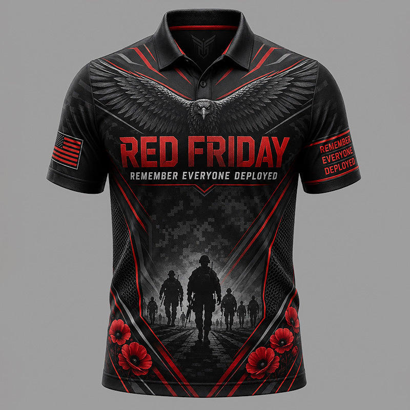 Red Friday Art Print Casual Polo Shirt