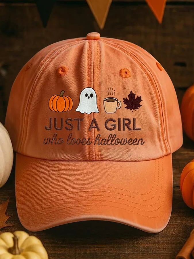 Retro Just A Girl Who Loves Halloween Print Baseball Cap