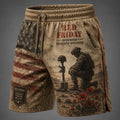 Red Friday American-Style Graphic Print Athletic Casual Shorts