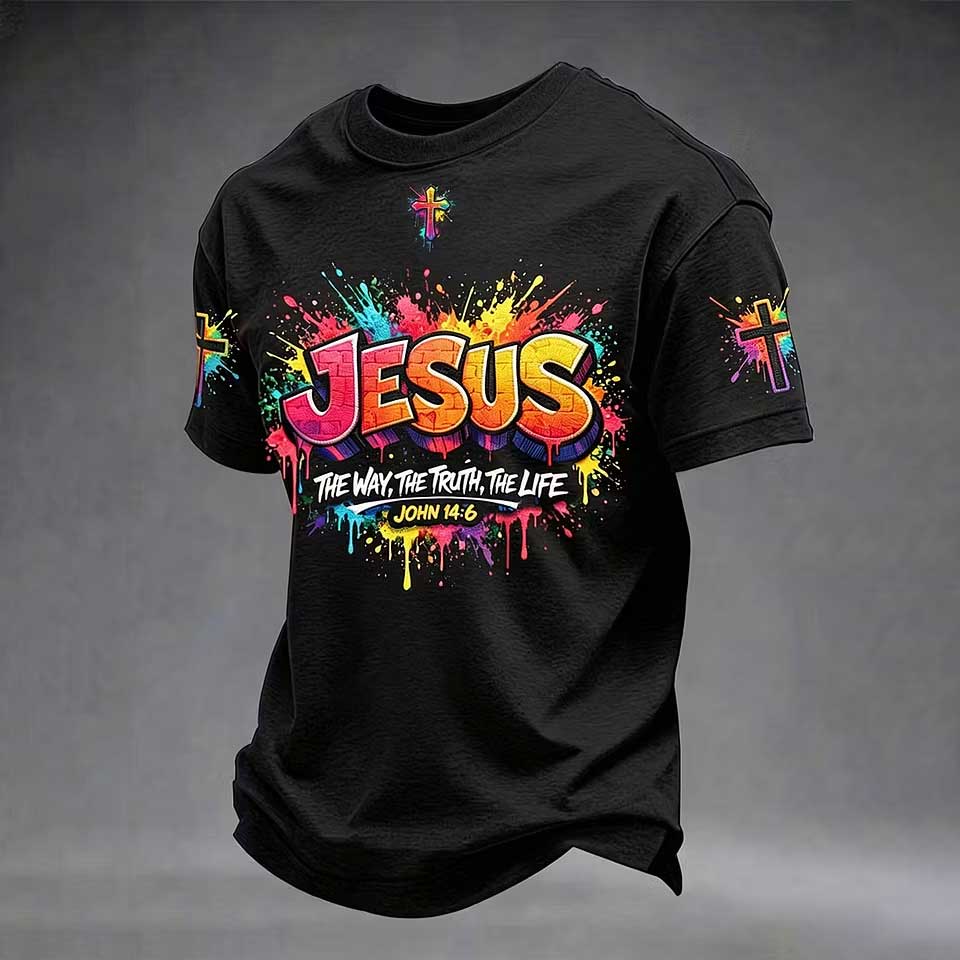 Men's Christian Jesus Cross Short Sleeve T-shirt
