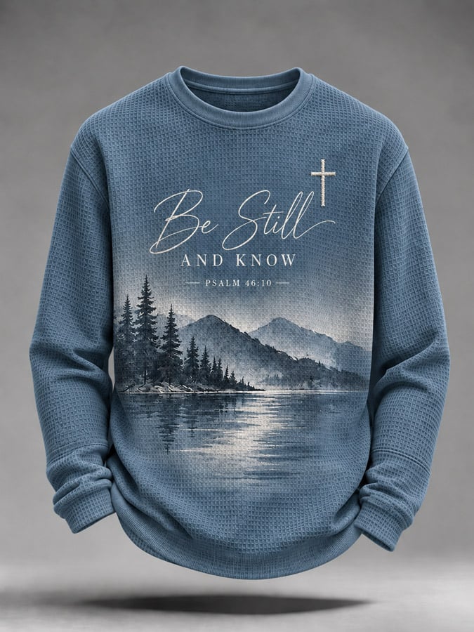 Men's Be Still And Know Psalm 46:10 Printed Waffle-Knit Top