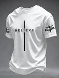 Religious Faith Cross Jesus Washed Into Old Printed Round Neck T-Shirt