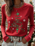 Women's Christmas-themed Art Print Top