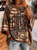 Women'S Vintage-Style Western Print T-Shirt
