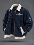Men's Faith Printed Corduroy Casual Jacket
