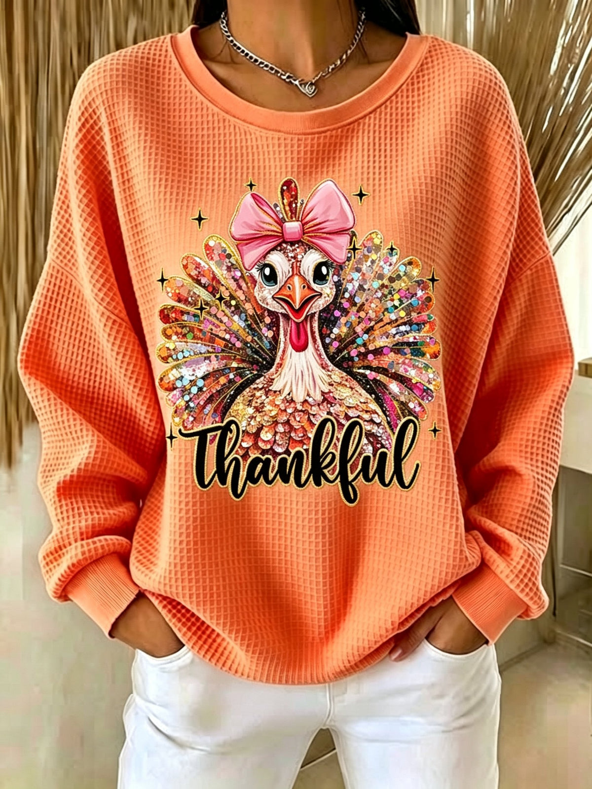 Women's Thanksgiving Print Sweatshirt