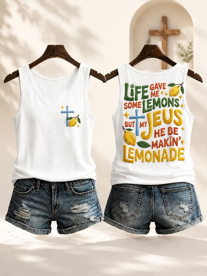 The Woman, Wearing A Christian Vest, Said, "Life Has Given Me Some Lemons, But My Jesus Is Making Lemonade From Them."