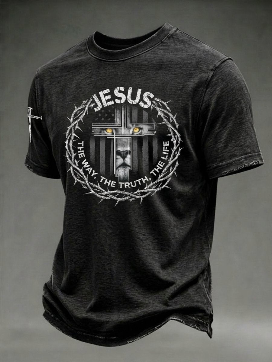 Men's Faith American Flag Print Short-Sleeved T-Shirt
