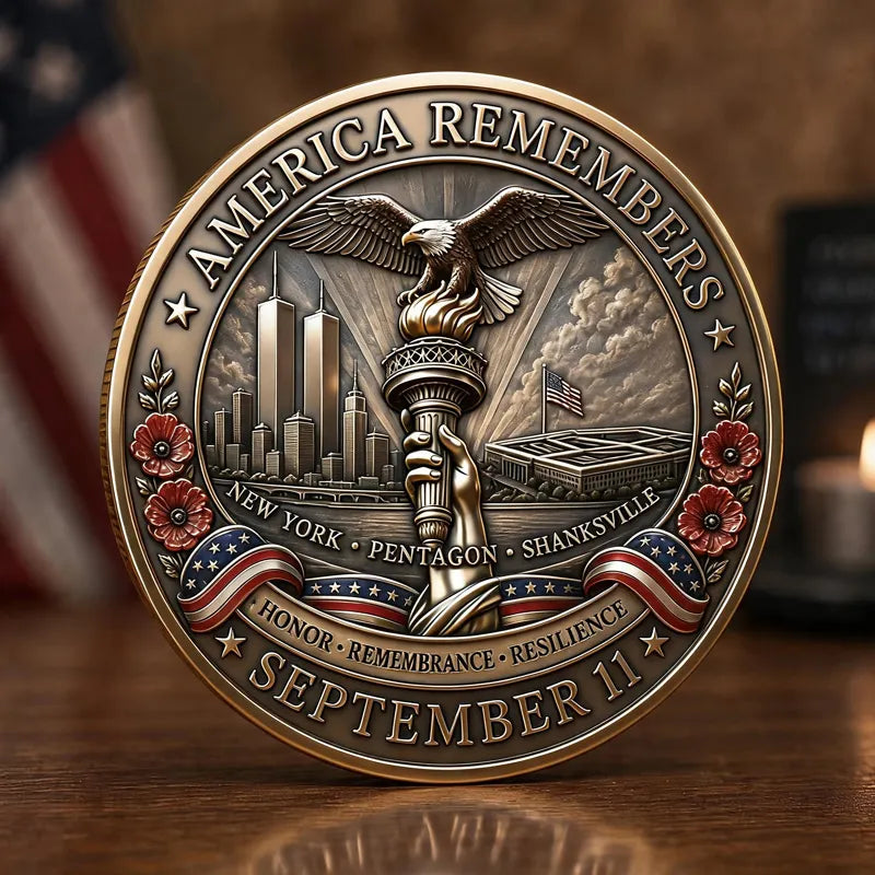 Never Forget 9.11 Memorial Commemorative Metal Medal
