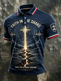 Men'S Casual "Faith" Print Polo Shirt