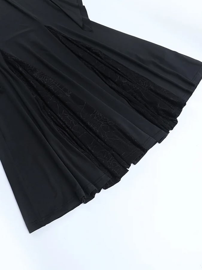 Women's Adam Family Style Gothic Tie Neck Bell Sleeve Mermaid Hem Dress