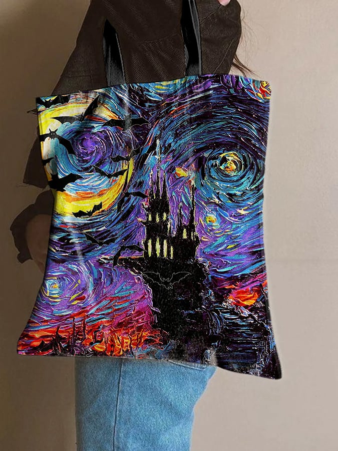 Starry Sky Halloween Print Shoulder Bag