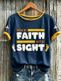 Women's faith-themed fun pattern printed casual short-sleeve T-shirt