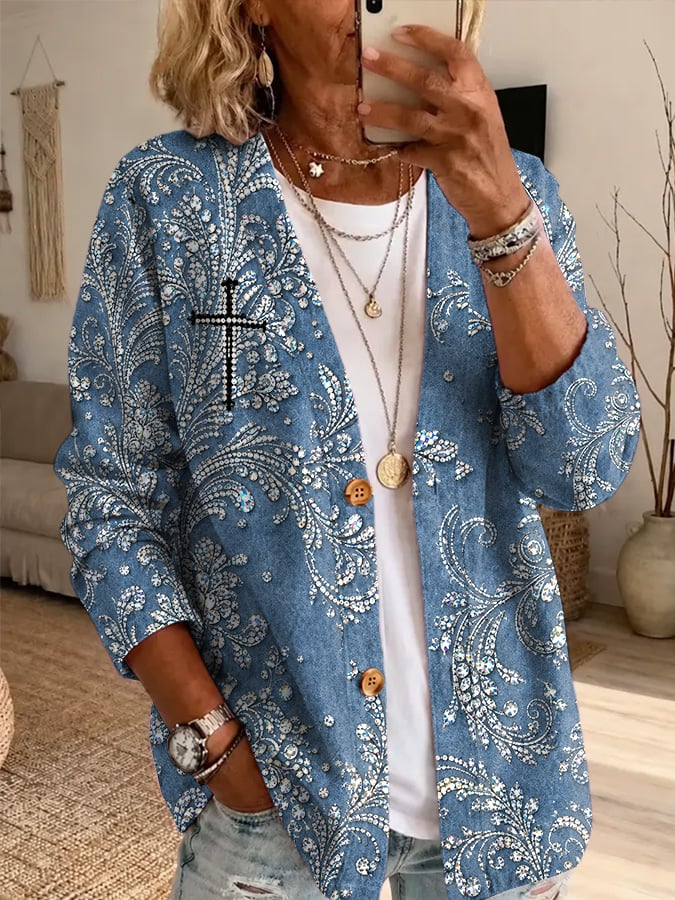 Women's Casual Printed Cardigan