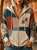 Women's Retro Faith Print Zip-Up Hooded Sweatshirt