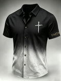 Men's Faith Cross Print Casual Shirt