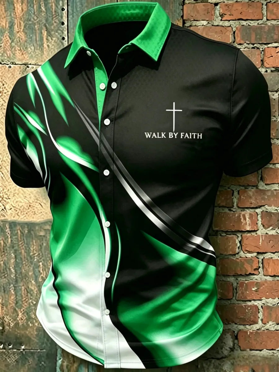 Men'S Faith Casual Printed Shirt