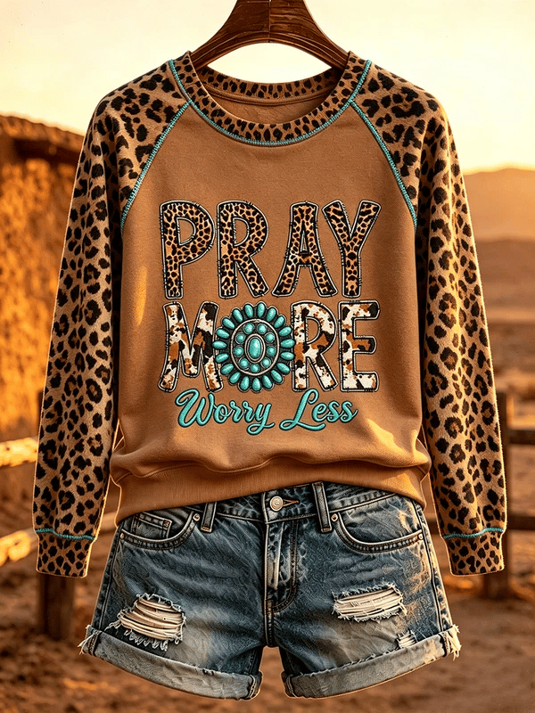 Women's Western Faith Print Raglan-Sleeve Crewneck Sweatshirt