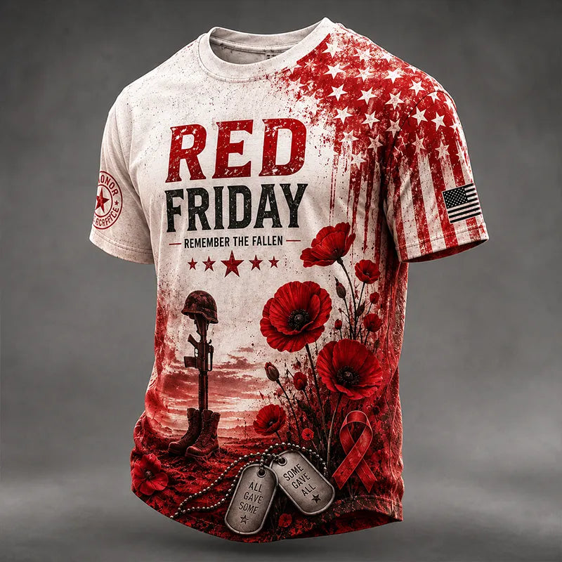 Men's "Red Friday" Commemorative Crew Neck Short-Sleeve T-Shirt