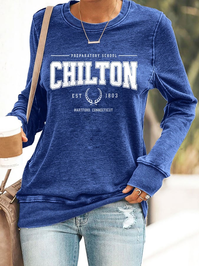 🔥HOT SALE🔥Retro Preparatory School Chilton Est 1803 Hartford, Connecticut Print Sweatshirt
