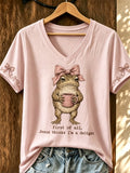 Women's Fun Frog-Print Top