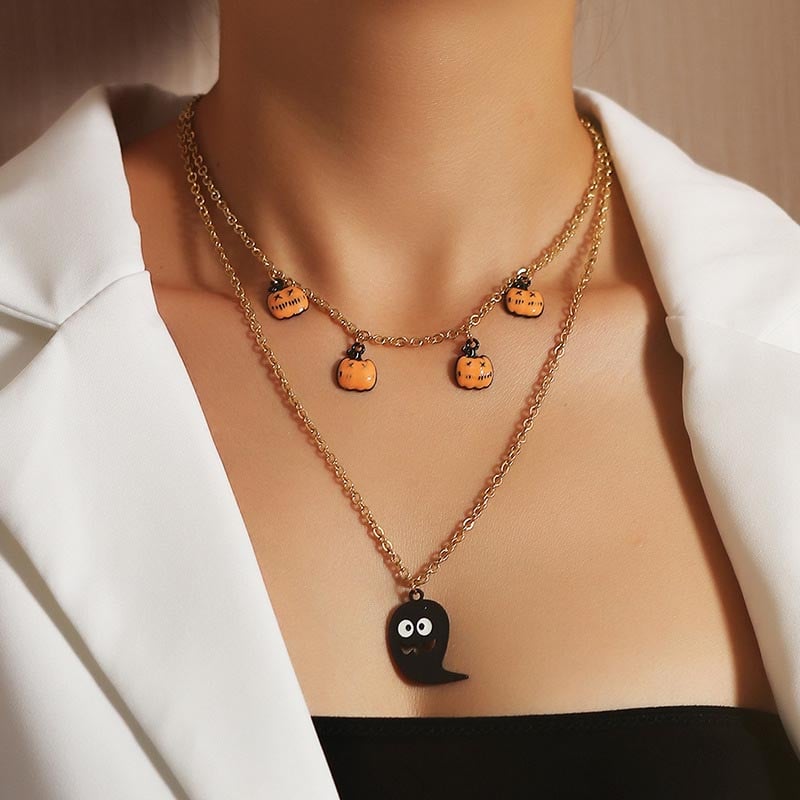 Fashionable And Personalized Creative Funny And Interesting Lip Pumpkin Design Necklace