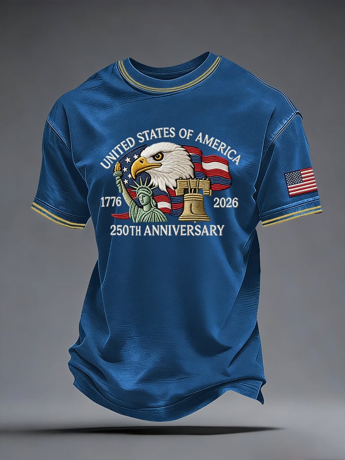 Men's US 250 – Red, White & Blue Sky Tribute Print Casual T-Shirt