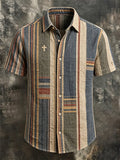 Men's Vintage Faith Faux-Linen Short-Sleeve Shirt