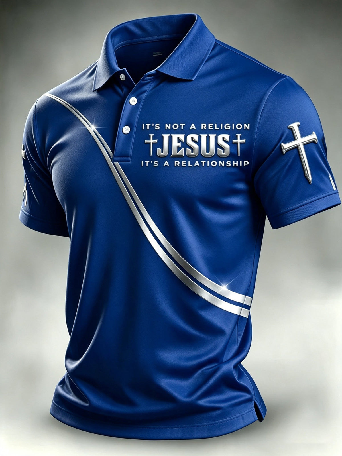 Men's Faith Cross-Print Short-Sleeve Polo Shirt